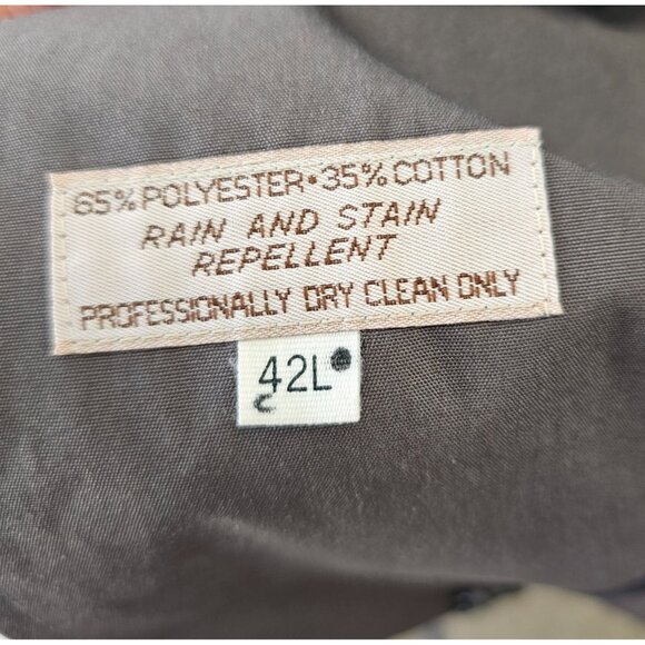 Vintage 80s Hart Schaffner Marx Mens Trench Coat 42L Gray All-Weather Raincoat - Picture 7 of 12